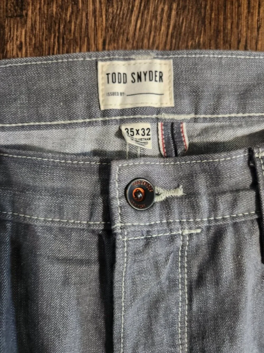 Todd Synder Slim Fit Lightweight Japanese Selvedge Button-fly Jeans Grey 35x32